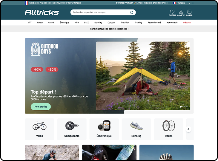 Capture d'écran du design du site web alltricks.fr