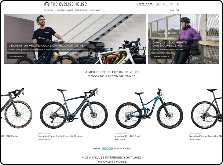 Capture d'écran du design du site web thecyclisthouse.com