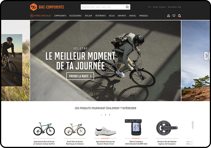 Capture d'écran du site bike-components.de