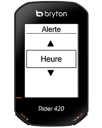 Configuration d'alertes sur le Bryton Rider 420