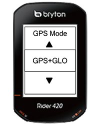 Interface de configuration du GNSS sur le Rider 420