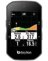 Interface de 'Climb Challenge' sur le Bryton Rider S500