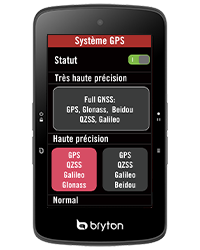 Interface de configuration de la géolocalisation du Bryton Rider S800