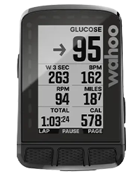 Alerte glucose sur le Wahoo Elemnt Roam V2
