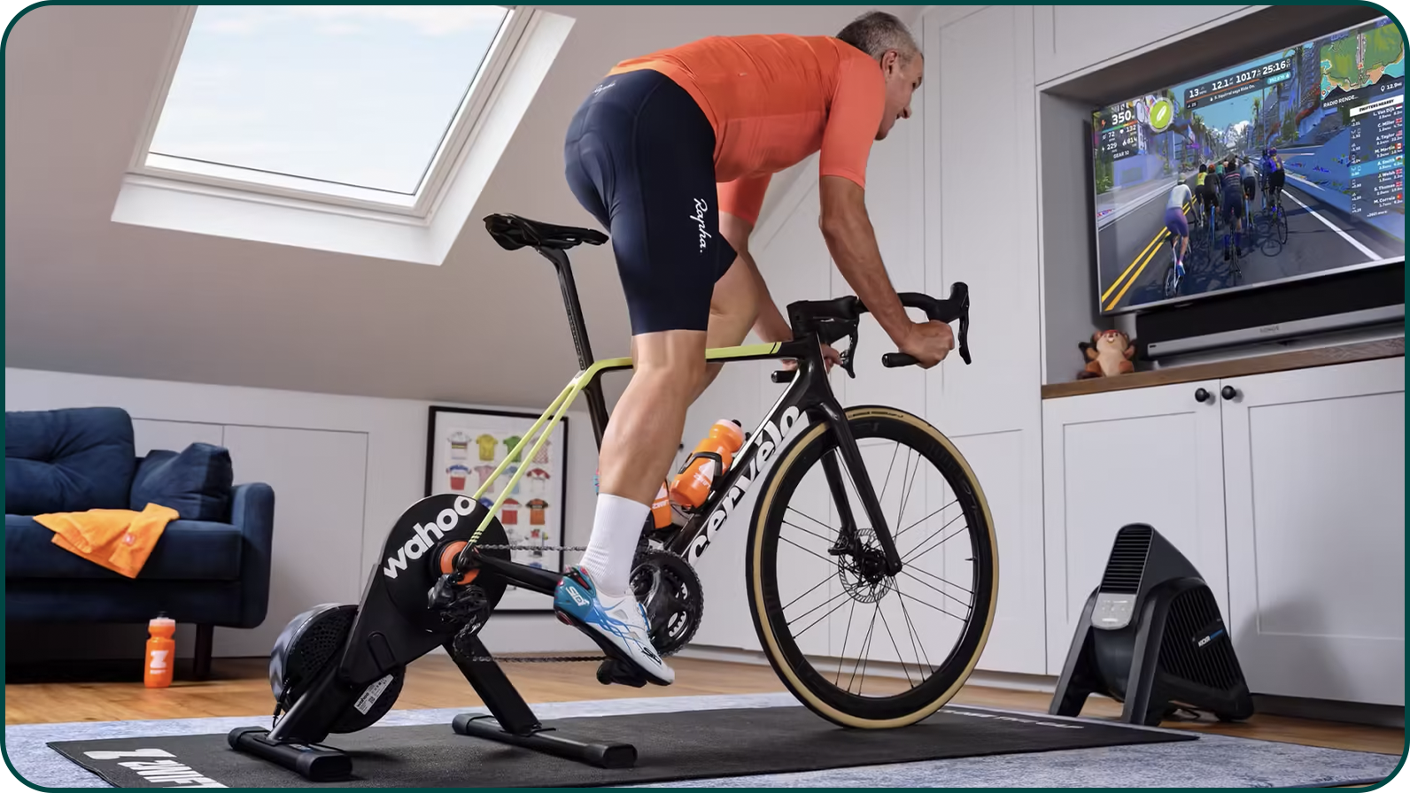 Séance d'entraînement avec le home trainer Wahoo Kickr Core 2 sur Zwift
