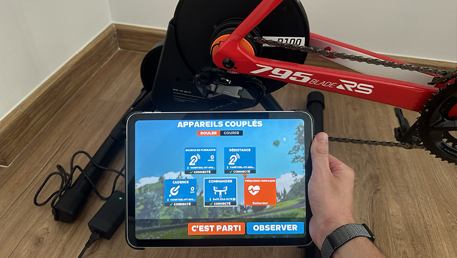 Appairage du Van Rysel D100 avec Zwift Cog & Click sur l'application Zwift